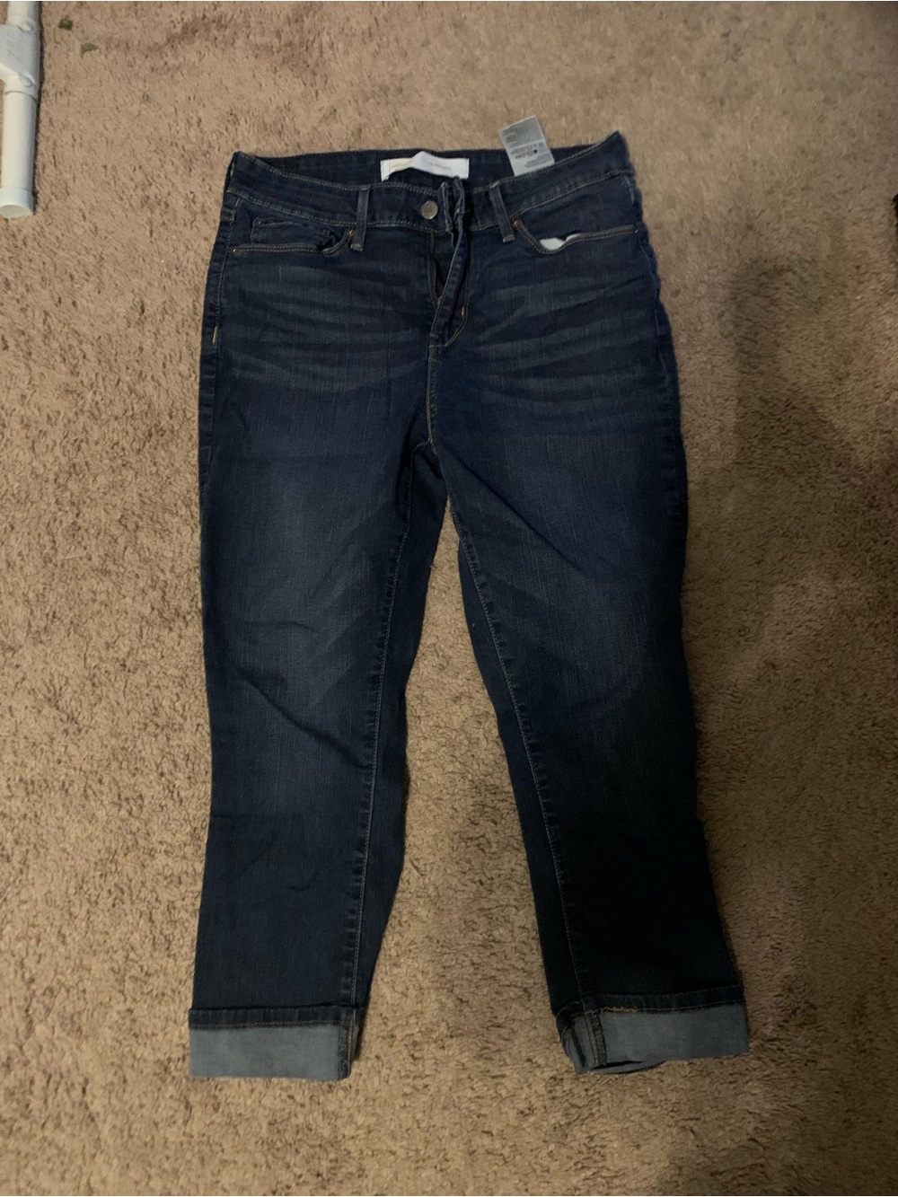 Signature by Levi Strauss Dark Indigo Cuffed Capris